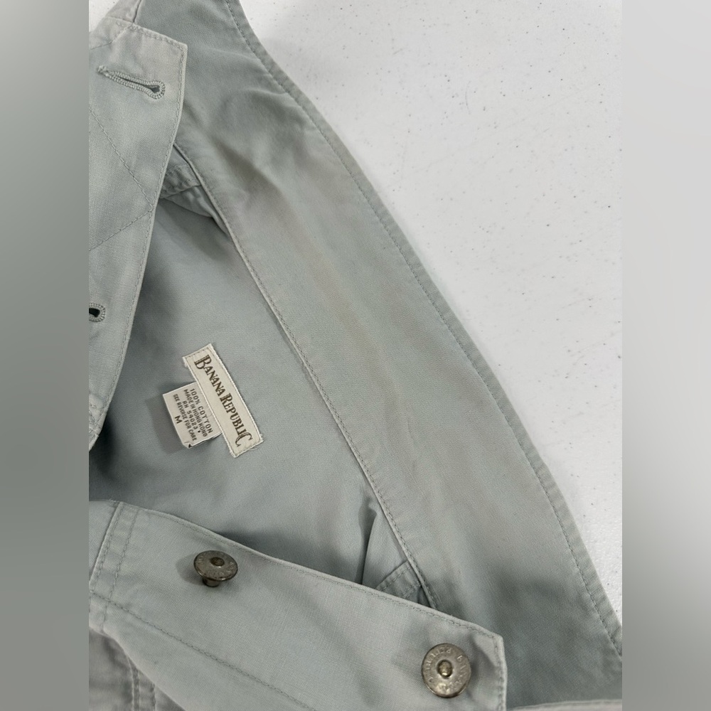 Banana Republic Cropped Utility Vest Gray Cotton Button Front 90s Y2K Safari M - Picture 10 of 10